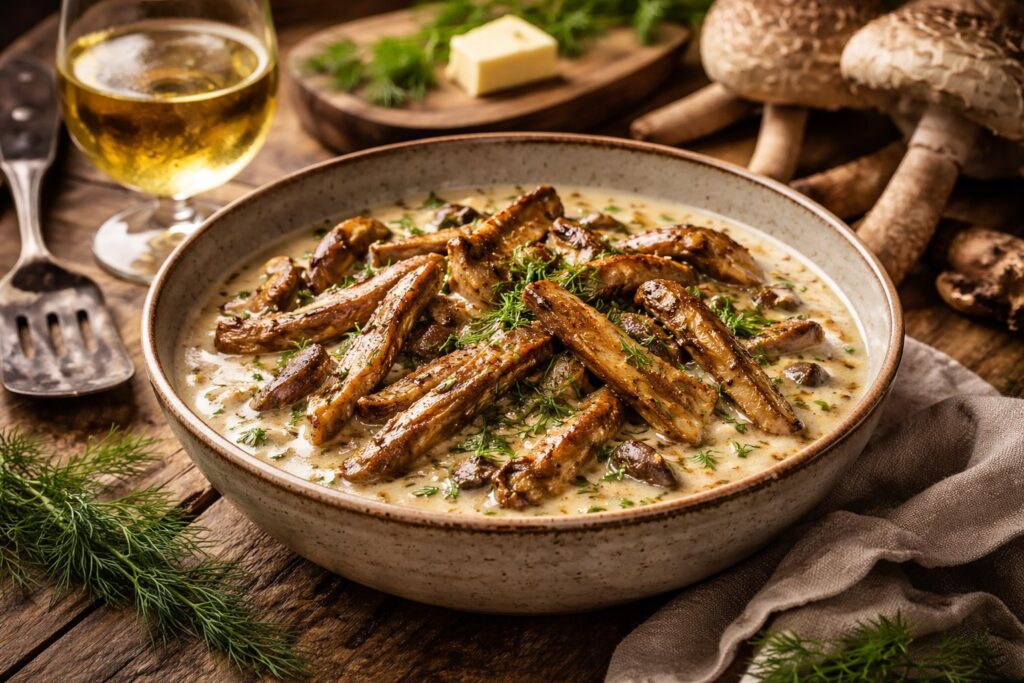 The Parasol Mushroom Stroganoff - A Meaty Vegetarian Masterpiece