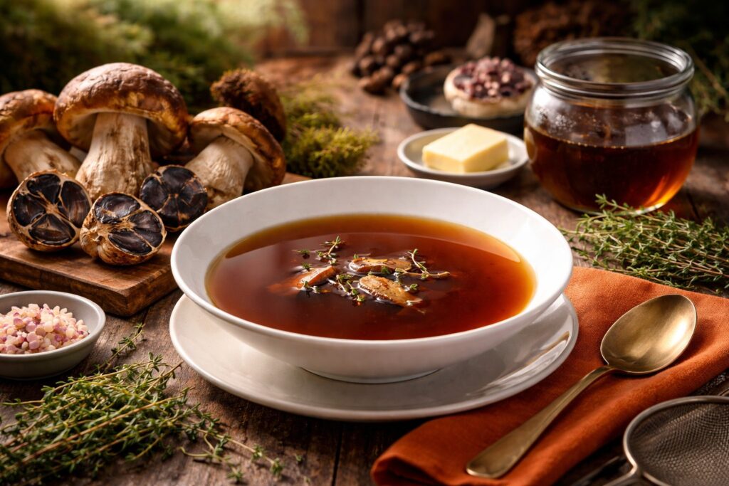 The Royal Consommé - Porcini & Black Garlic Elixir
