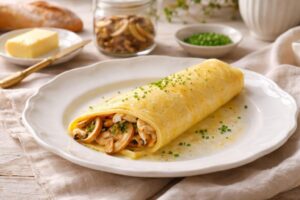 The Versailles Brunch: Omelette "Caesar" with Mushrooms & Scallions