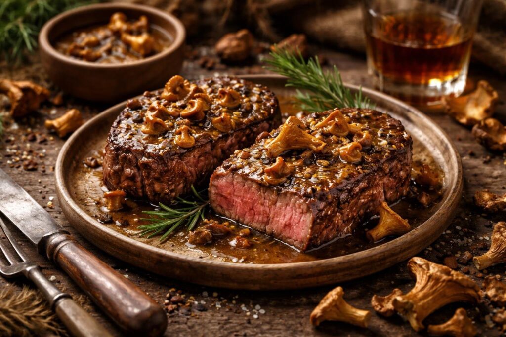 The Wilderness Steak: Venison with Peppery Chanterelle Sauce