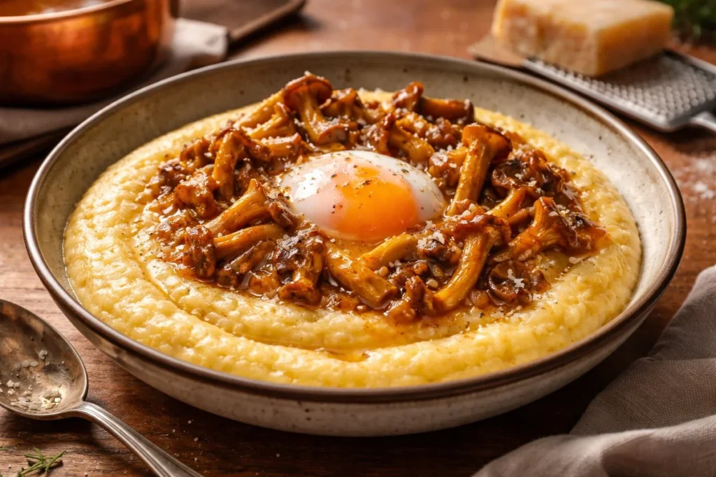 Truffled Polenta with Yellow Foot and Poached Egg