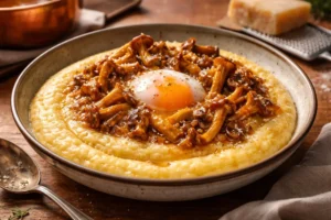 Truffled Polenta with Yellow Foot and Poached Egg