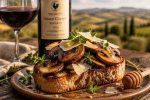 Tuscan Porcini & Pecorino Toscano Crostini with Forest Honey