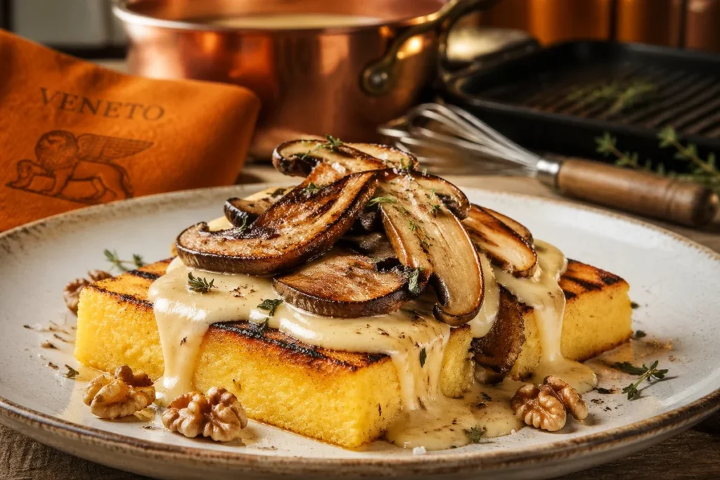 Venetian Grilled Polenta with Porcini & Asiago Fonduta