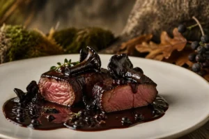 Venison Fillet with Black Trumpet & Juniper Reduction