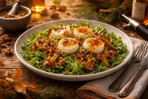 Warm Goat Cheese Salad with Yellow Foot and Walnuts
