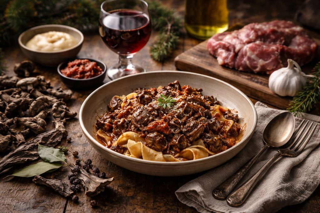 Wild Grey Chanterelle & Wild Boar Ragù Recipe