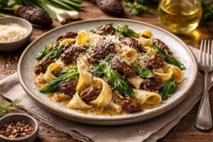 Wild Morel and Ramps Tagliattoni