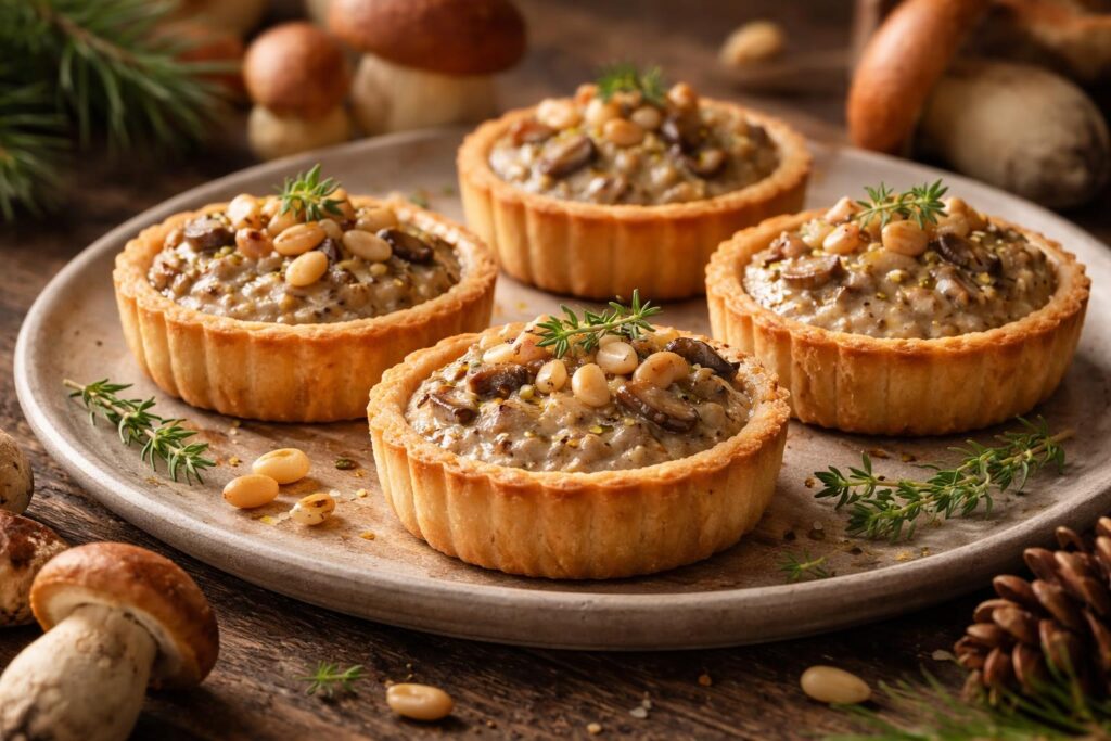 Wild Mushroom and Pine Nut Tartlets