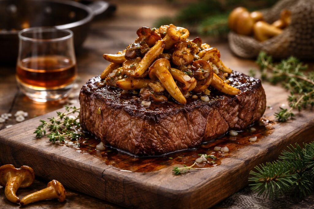 Yellow Foot Mushroom Steak Topping Recipe Alpine Umami