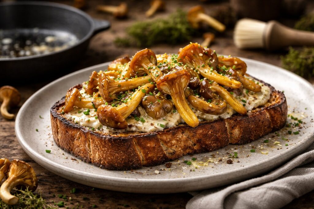 Yellow Foot Mushroom Toast Recipe Nordic Forest Umami