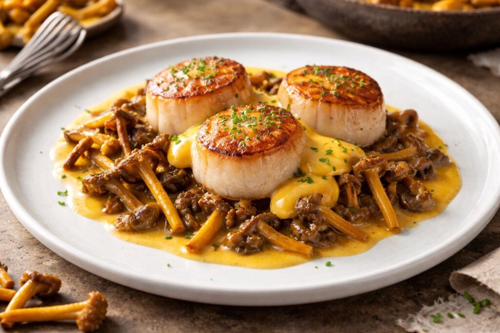 Yellow Foot Scallops Recipe Forest Sea Emulsion