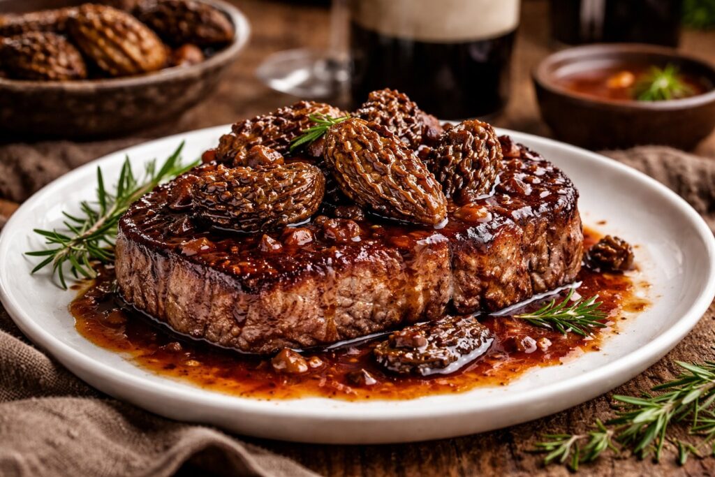 he Bordeaux Glaze - Beef Entrecôte with Morel Red Wine Sauce