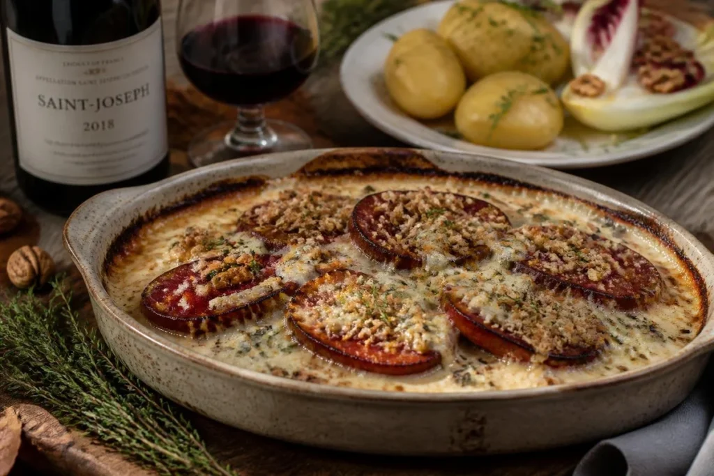 Auvergne Blue Cheese Crusted Beefsteak Fungus Gratin