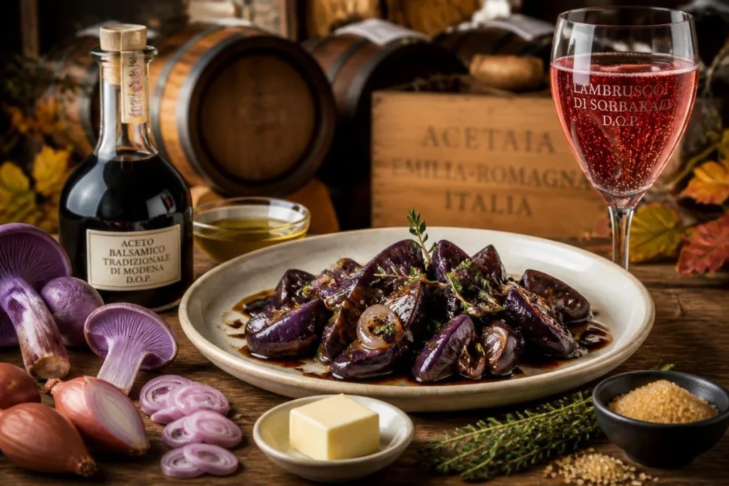 Balsamic Glazed Wood Blewit with Shallots