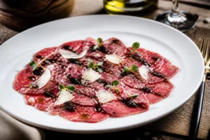 Beef Carpaccio with Black Trumpet "Truffle" Vinaigrette