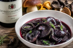 Braised Russula Cyanoxantha in Red Burgundy