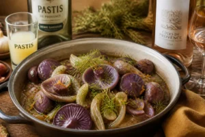Braised Wood Blewit with Fennel and Pastis