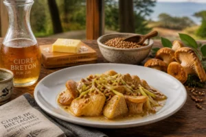 Breton Cider-Poached Hedgehog Mushrooms
