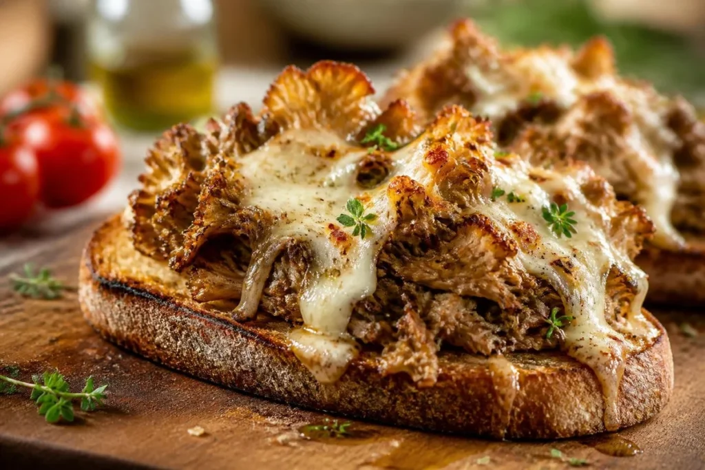 Cauliflower Mushroom Bruschetta with Mozzarella