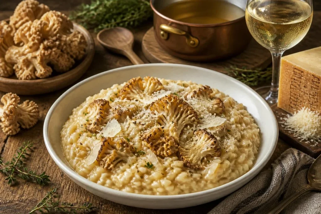 Cauliflower Mushroom Risotto with Parmesan