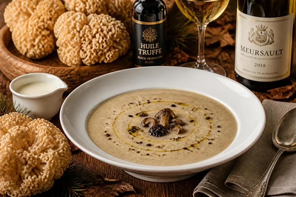 Cauliflower Mushroom Soup with Truffle Oil