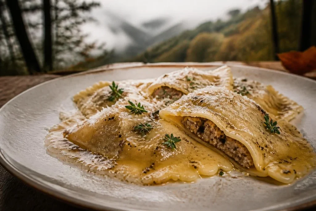 Charcoal Burner Ravioli with Truffle Butter