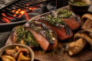 Charcoal Grilled Beefsteak Fungus with Chimichurri