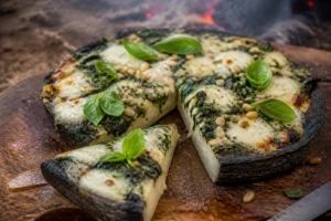 Charcoal-Grilled Puffball Pizza Base with Wild Greens