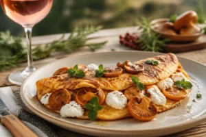 Corsican Saffron Milk Cap Omelet with Brocciu and Wild Mint