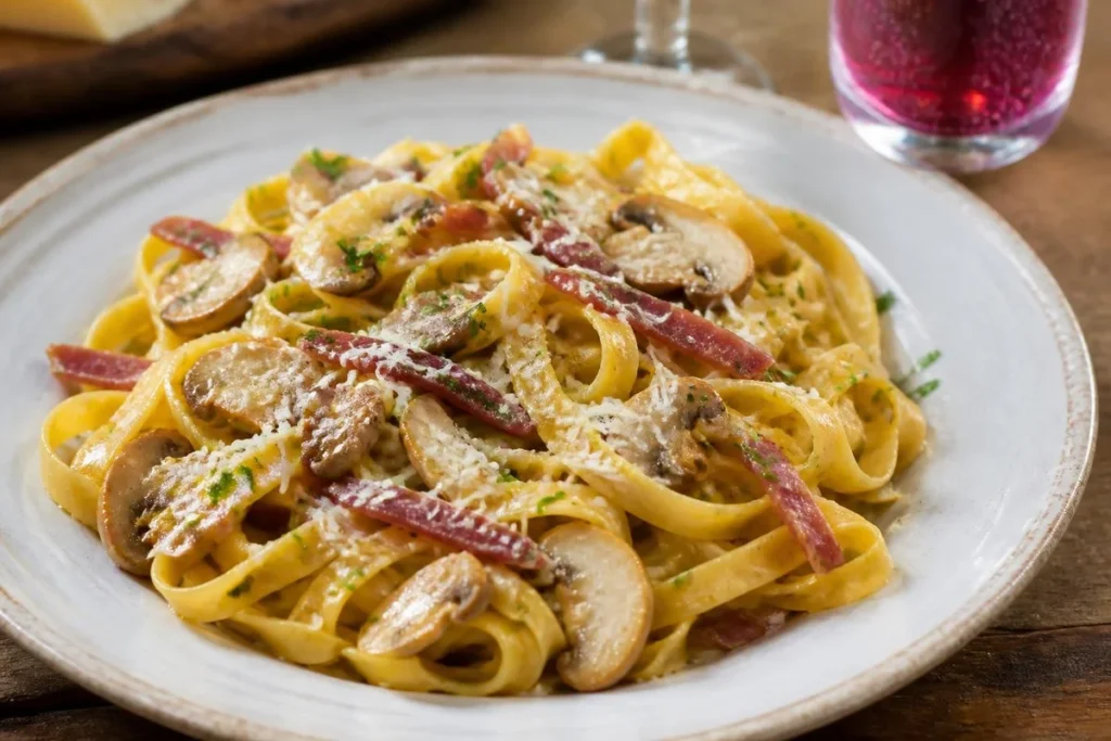 Egg Tagliatelle with St. George’s and Prosciutto