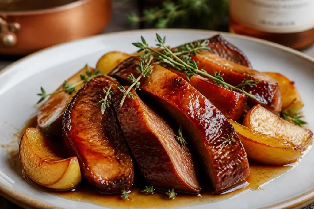 Normandy Cider Glazed Beefsteak Fungus with Apples