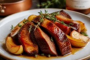 Normandy Cider Glazed Beefsteak Fungus with Apples