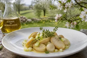 Normandy Cider Poached Calocybe with Apple