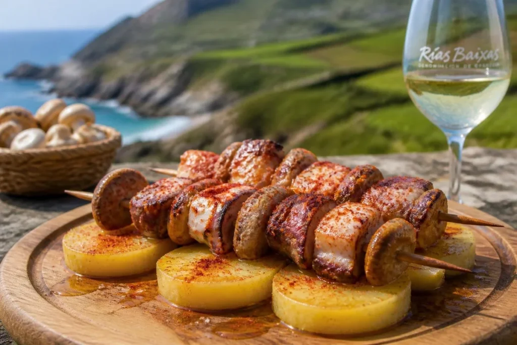 Octopus and St. George’s Mushroom Skewers