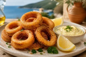 Puffball Calamari Rings with Lemon-Garlic Aioli