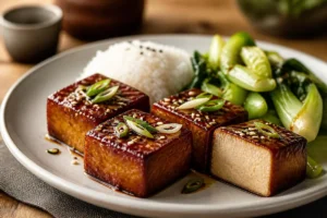Puffball Tofu with Soy-Ginger Glaze and Sesame