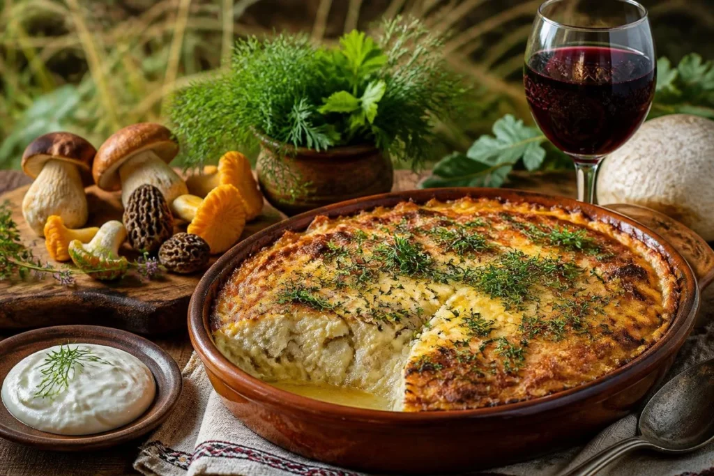 Puffball Zapekanka with Forest Herbs and Kefir