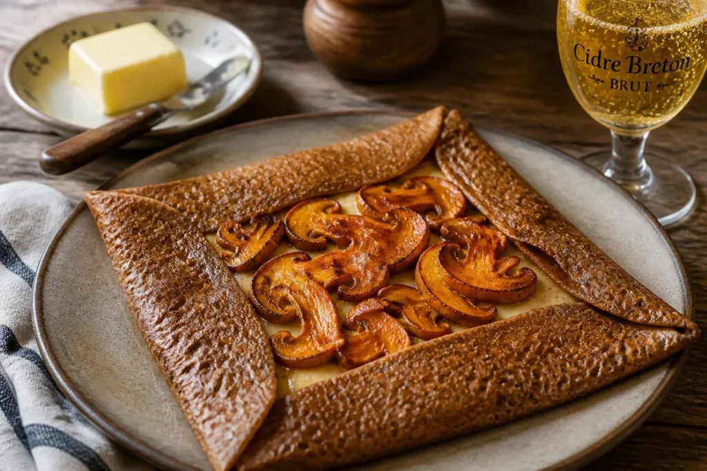 Saffron Milk Cap Galette with Buckwheat and Salted Butter