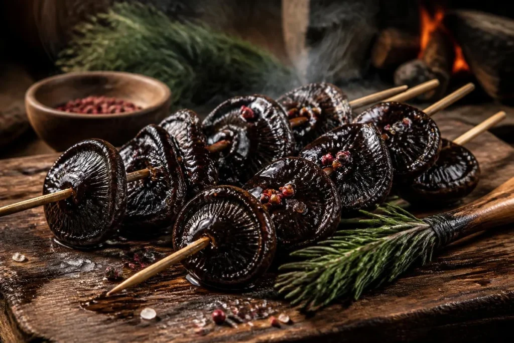 Smoked Russula Cyanoxantha Skewers