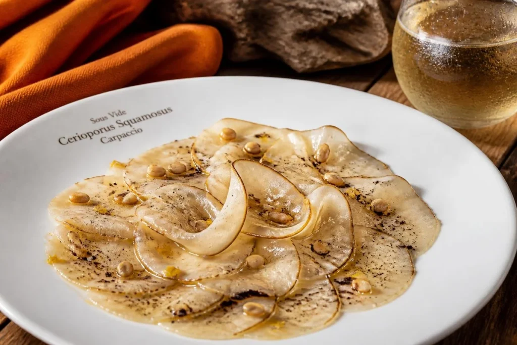 Sous Vide Cerioporus Squamosus Carpaccio