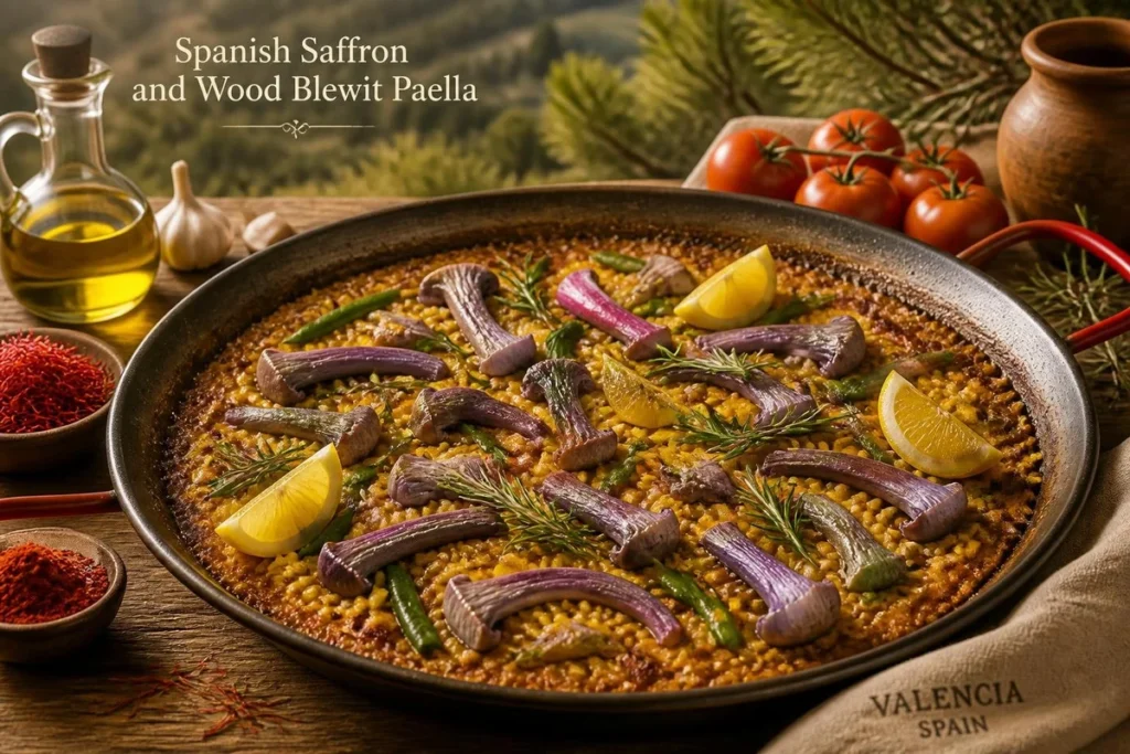 Spanish Saffron and Wood Blewit Paella