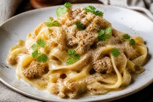Tagliatelle with Cauliflower Mushroom and Chardonnay Cream