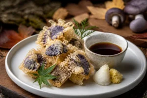Tempura of Russula Cyanoxantha with Umami Soy