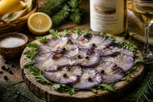 Tuscan Juniper Smoked Wood Blewit Carpaccio