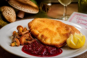 Wood Trout Schnitzel with Lingonberry Reduction