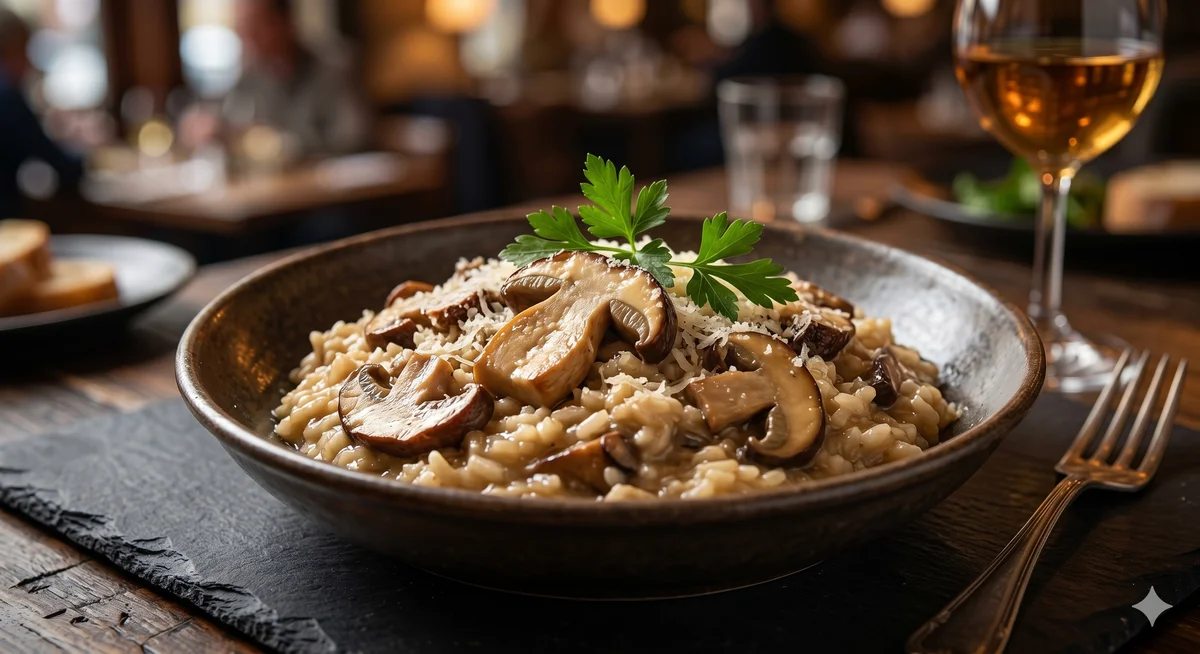Gourmet risotto made with premium rehydrated wild mushrooms