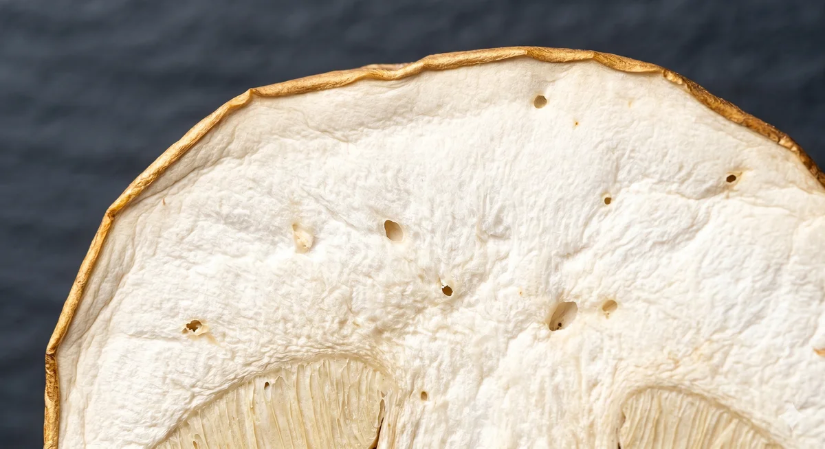Macro texture of premium dried porcini showing natural authenticity marks