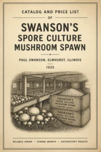Catalog and price list of Swanson's spore culture mushroom spawn (1935) By Paul Swanson (Firm)
