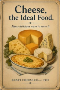 Cheese, the Ideal Food: Healthful, Nutritious, Economical, Many Delicious Ways to Serve It (1930) Publisher: Kraft Cheese Co.